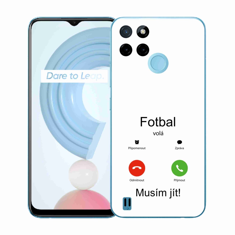Gélový kryt mmCase na Realme C21Y/C25Y - futbal volá biele pozadie