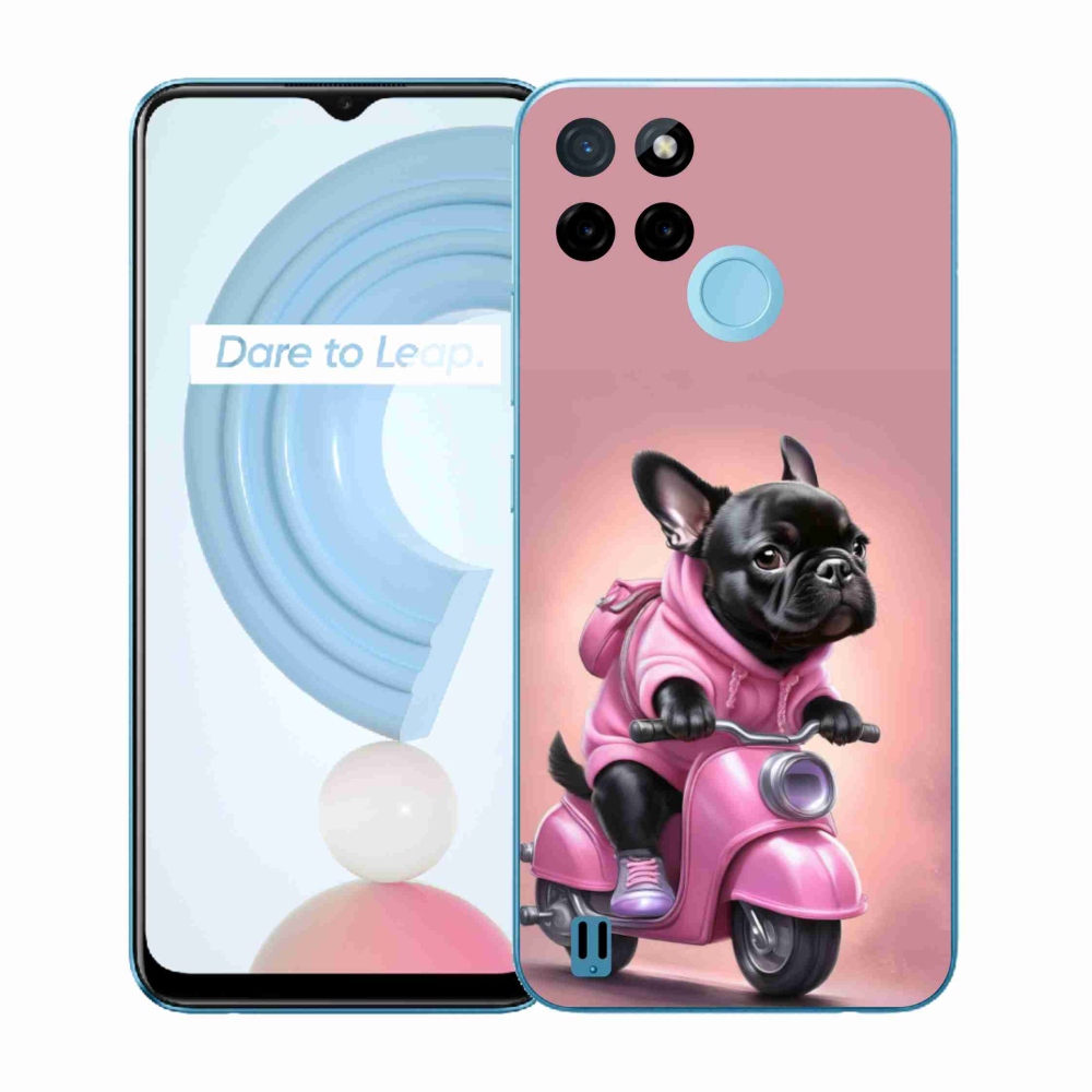 Gélový kryt mmCase na Realme C21Y/C25Y - francúzsky buldoček na skútri