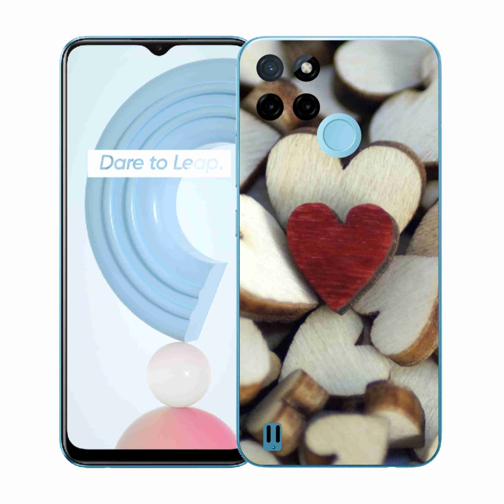 Gélový kryt mmCase na Realme C21Y/C25Y - gravírované červené srdce