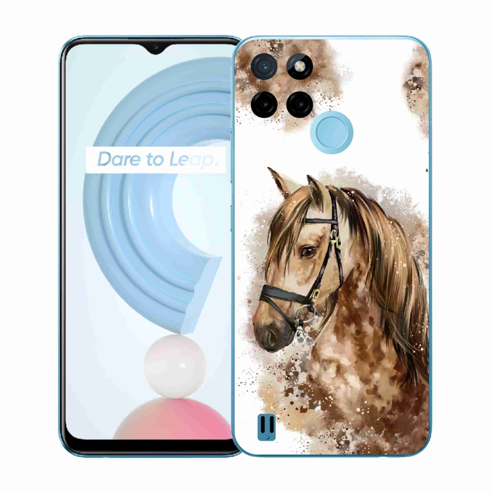 Gélový kryt mmCase na Realme C21Y/C25Y - hnedý kreslený kôň