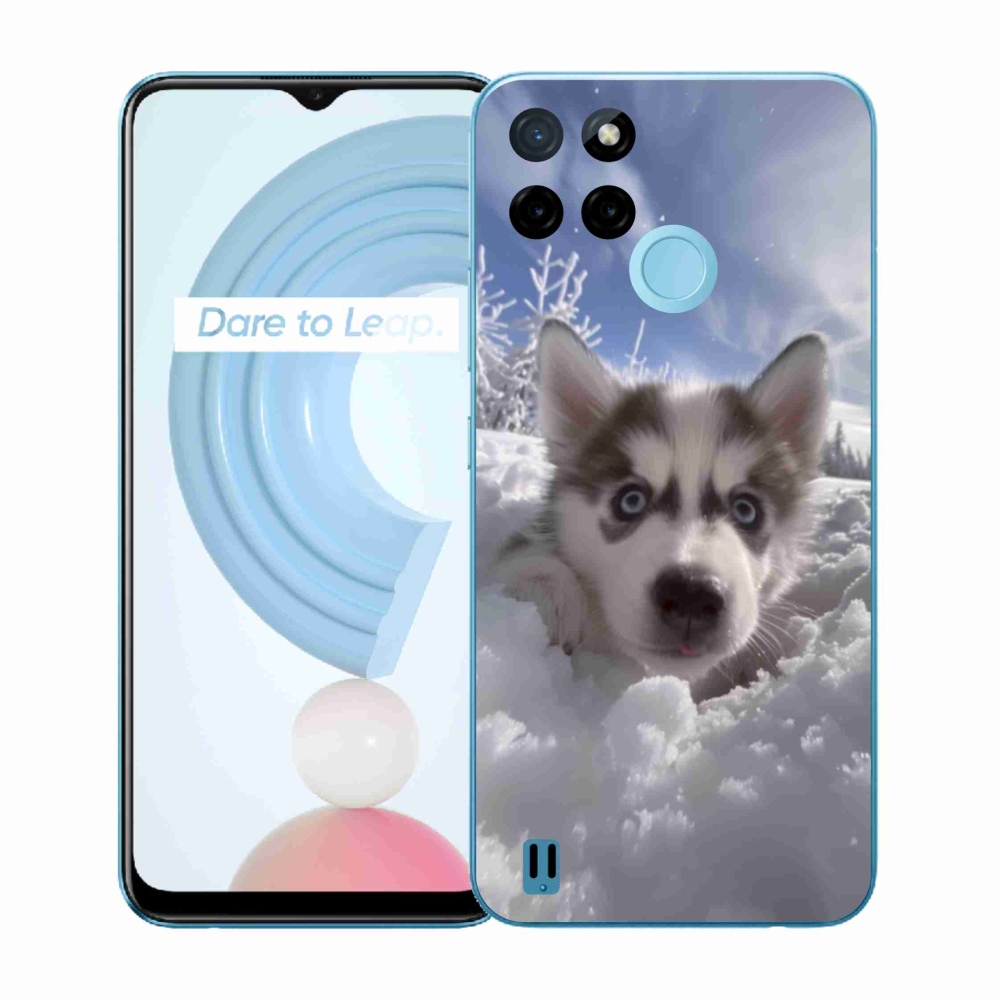 Gélový kryt mmCase na Realme C21Y/C25Y - husky v snehu