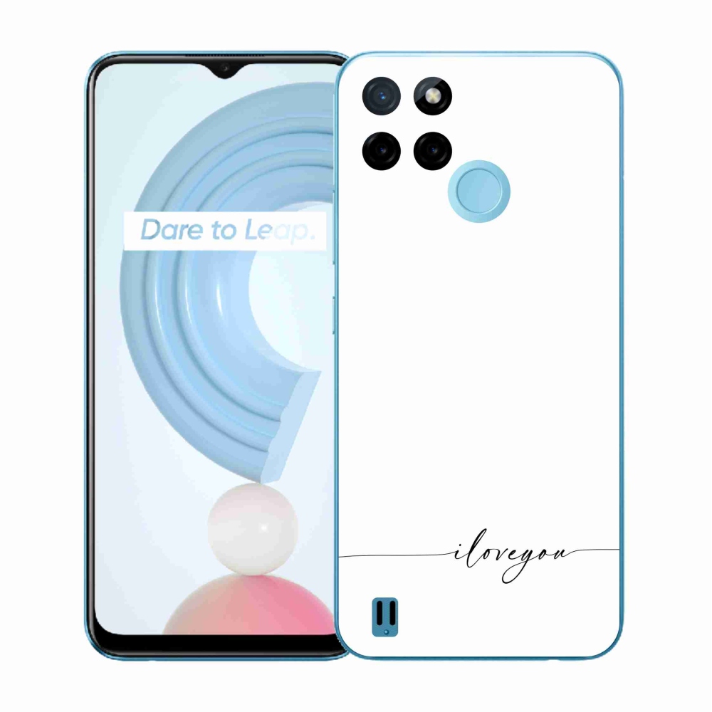 Gélový kryt mmCase na Realme C21Y/C25Y - I love you biele pozadie