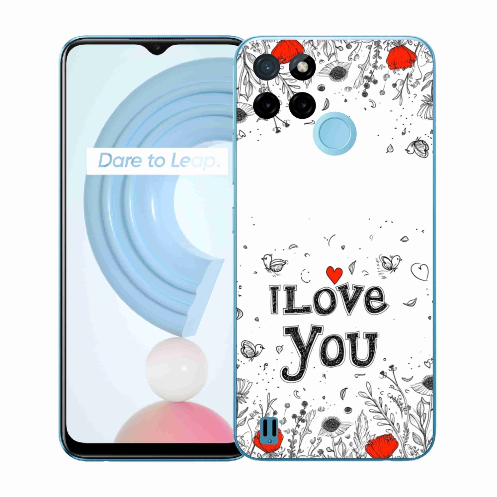 Gélový kryt mmCase na Realme C21Y/C25Y - I love you biele pozadie