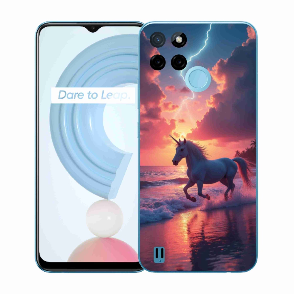 Gélový kryt mmCase na Realme C21Y/C25Y - jednorožec na pláži