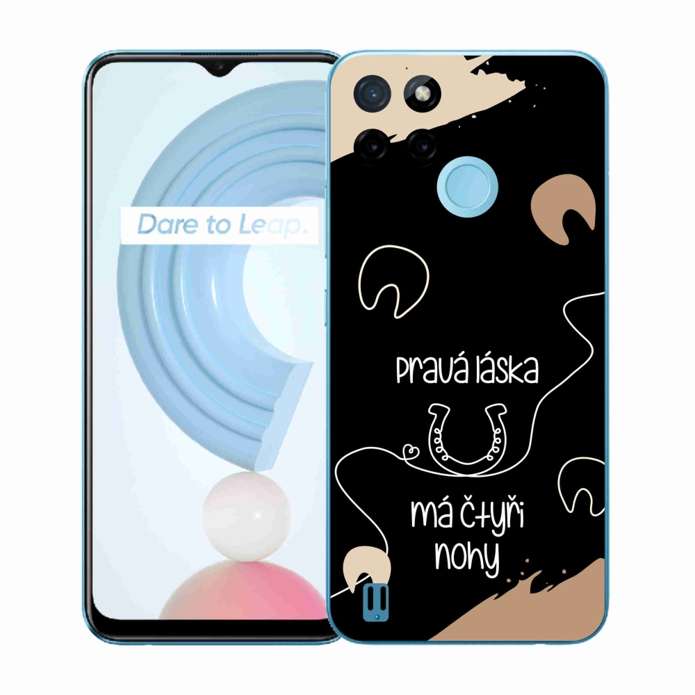Gélový kryt mmCase na Realme C21Y/C25Y - konský motív čierne pozadie