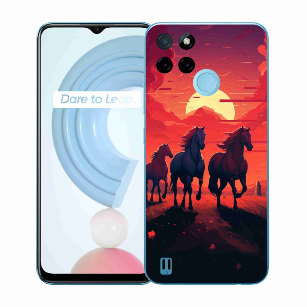 Gélový kryt mmCase na Realme C21Y/C25Y - kone a západ slnka