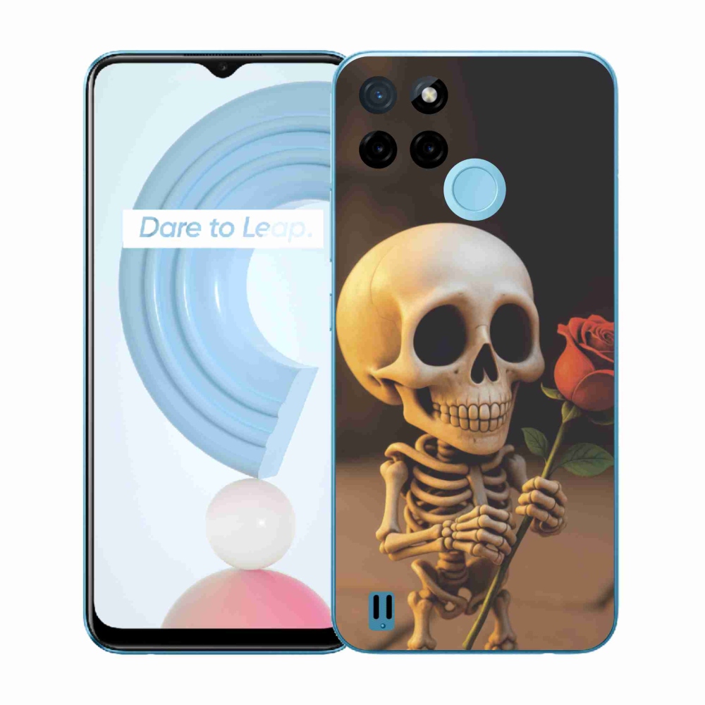 Gélový kryt mmCase na Realme C21Y/C25Y - kostlivec s ružou