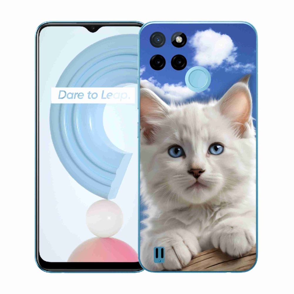 Gélový kryt mmCase na Realme C21Y/C25Y - mačiatko a oblaky