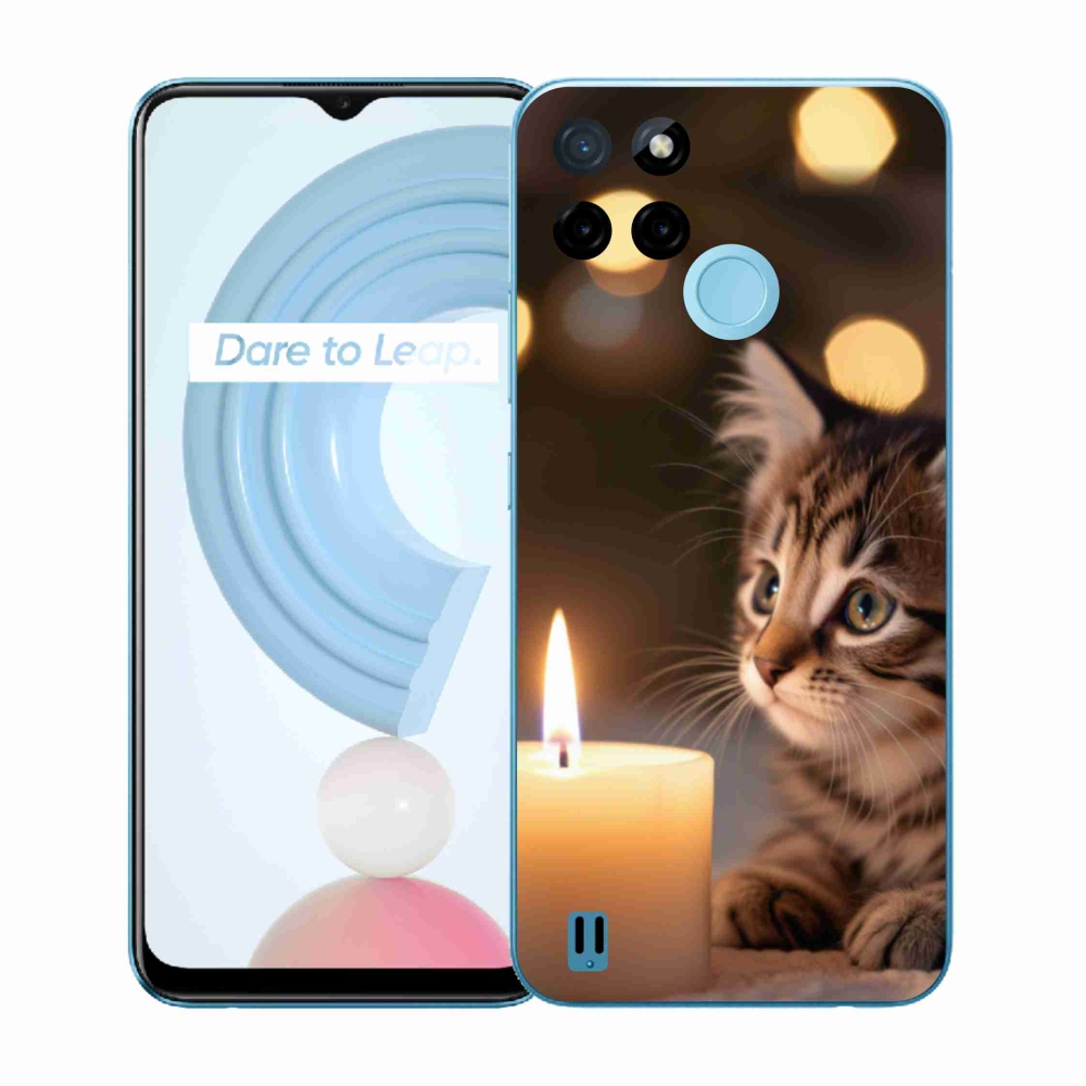 Gélový kryt mmCase na Realme C21Y/C25Y - mačiatko a sviečka
