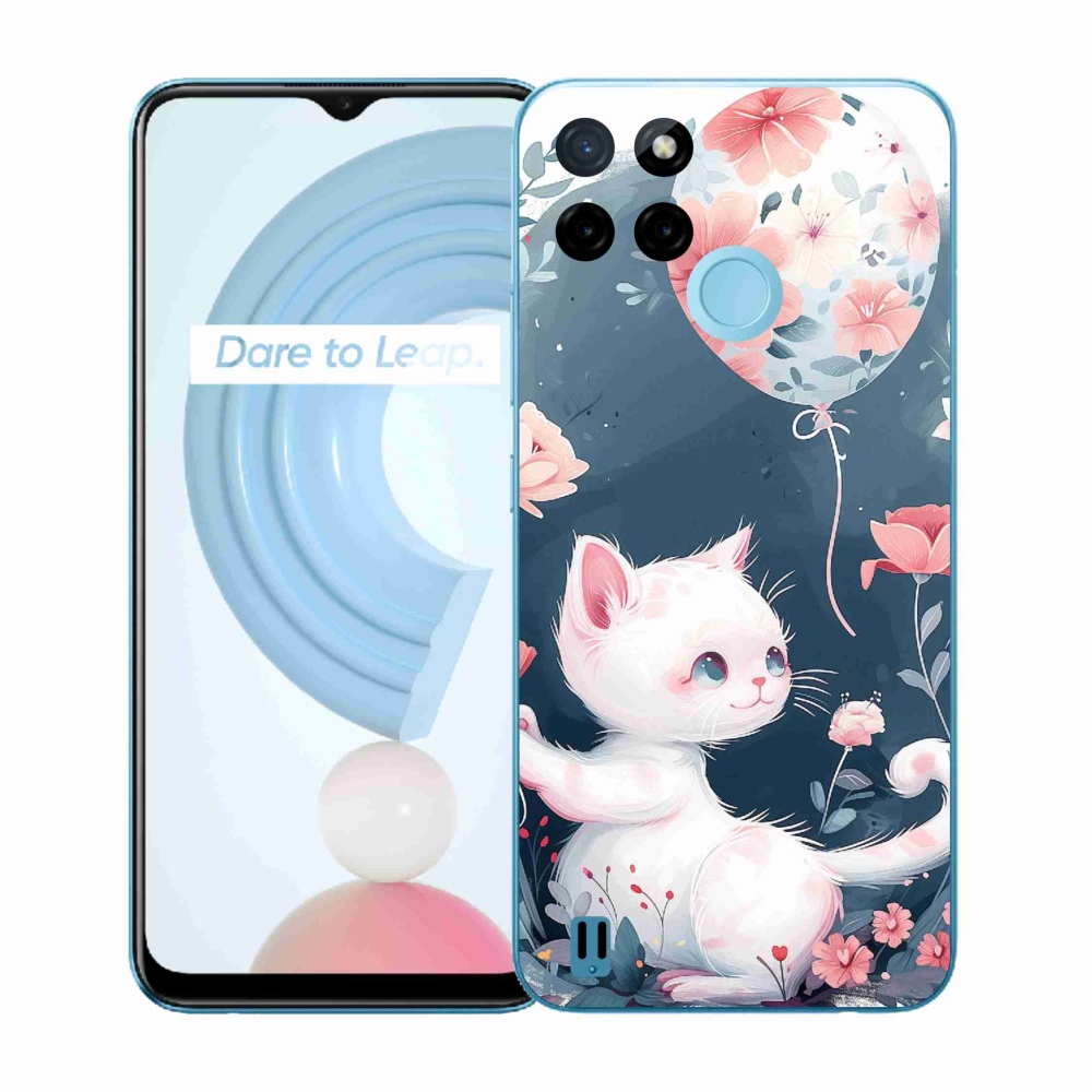 Gélový kryt mmCase na Realme C21Y/C25Y - mačiatko s balónikom