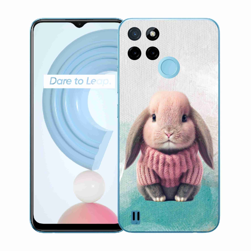 Gélový kryt mmCase na Realme C21Y/C25Y - zajačik vo svetri