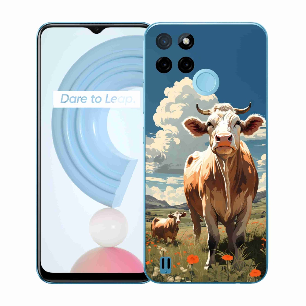 Gélový kryt mmCase na Realme C21Y/C25Y - kravy na lúke
