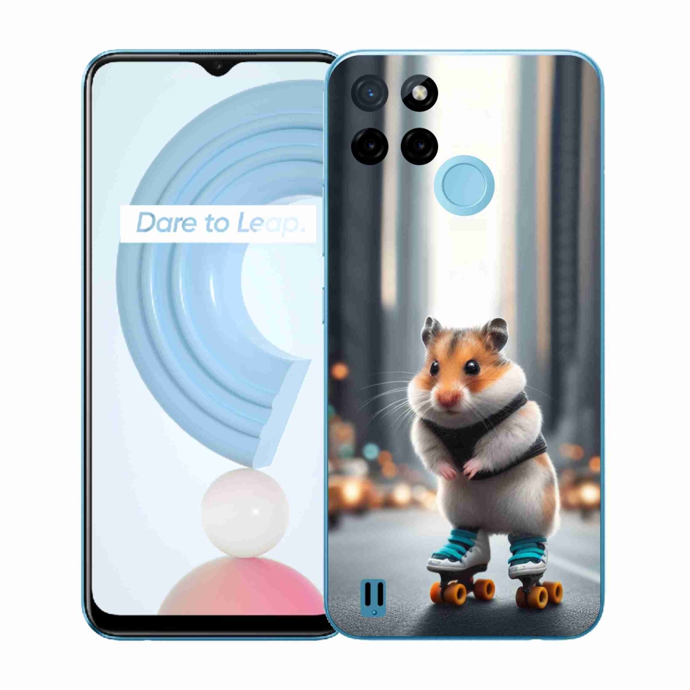 Gélový kryt mmCase na Realme C21Y/C25Y - škrečok na korčuliach