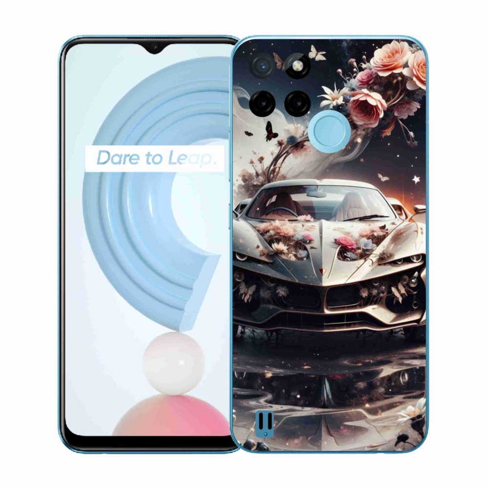 Gélový kryt mmCase na Realme C21Y/C25Y - kvetinový športový automobil