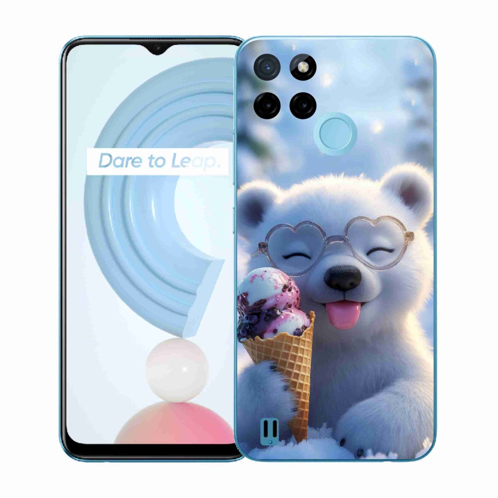 Gélový kryt mmCase na Realme C21Y/C25Y - medvedík so zmrzlinou