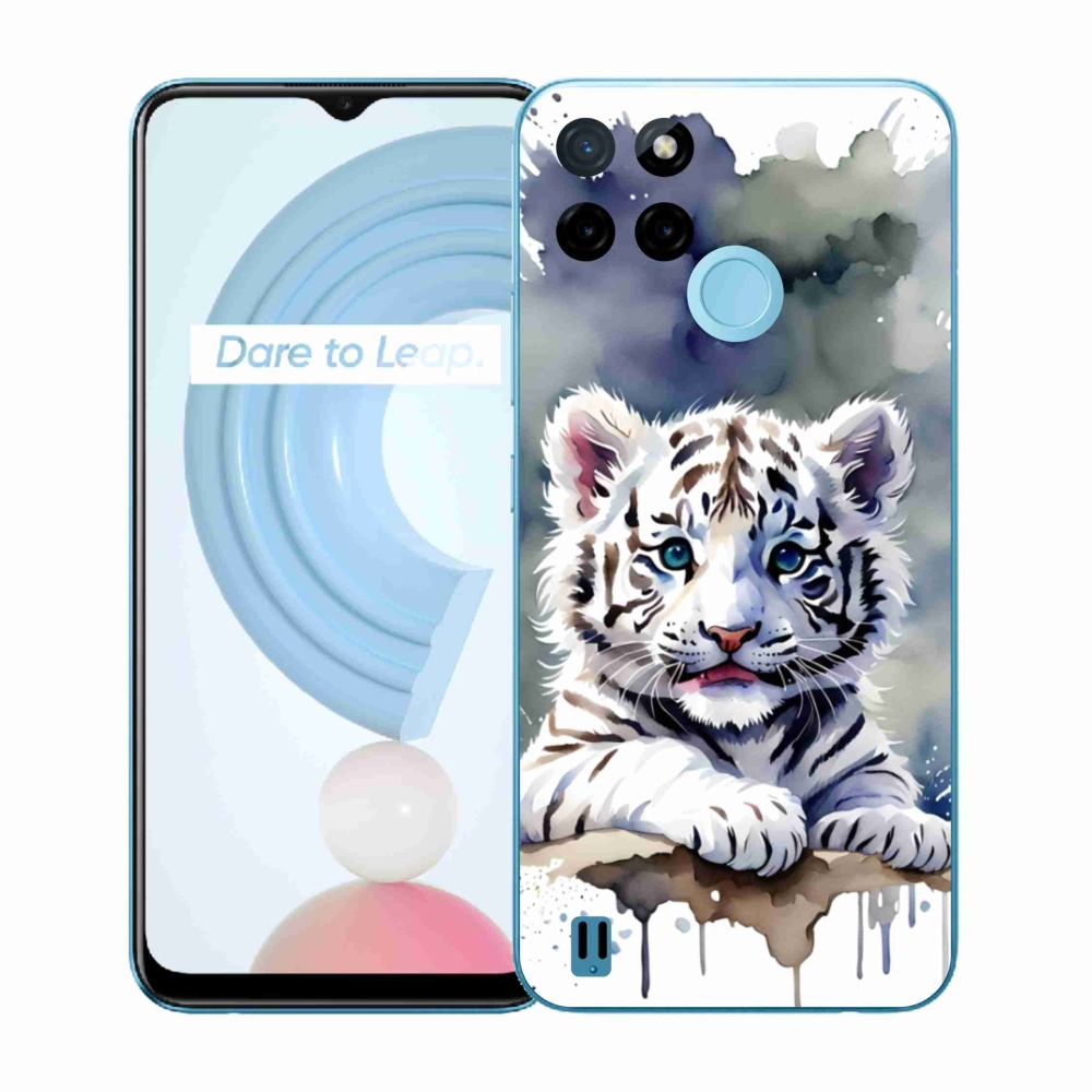 Gélový kryt mmCase na Realme C21Y/C25Y - mláďa bieleho tigra