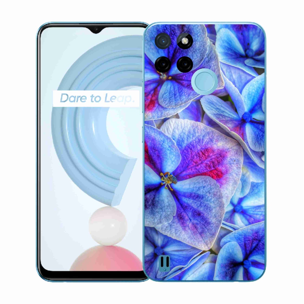 Gélový kryt mmCase na Realme C21Y/C25Y - modré kvety 1