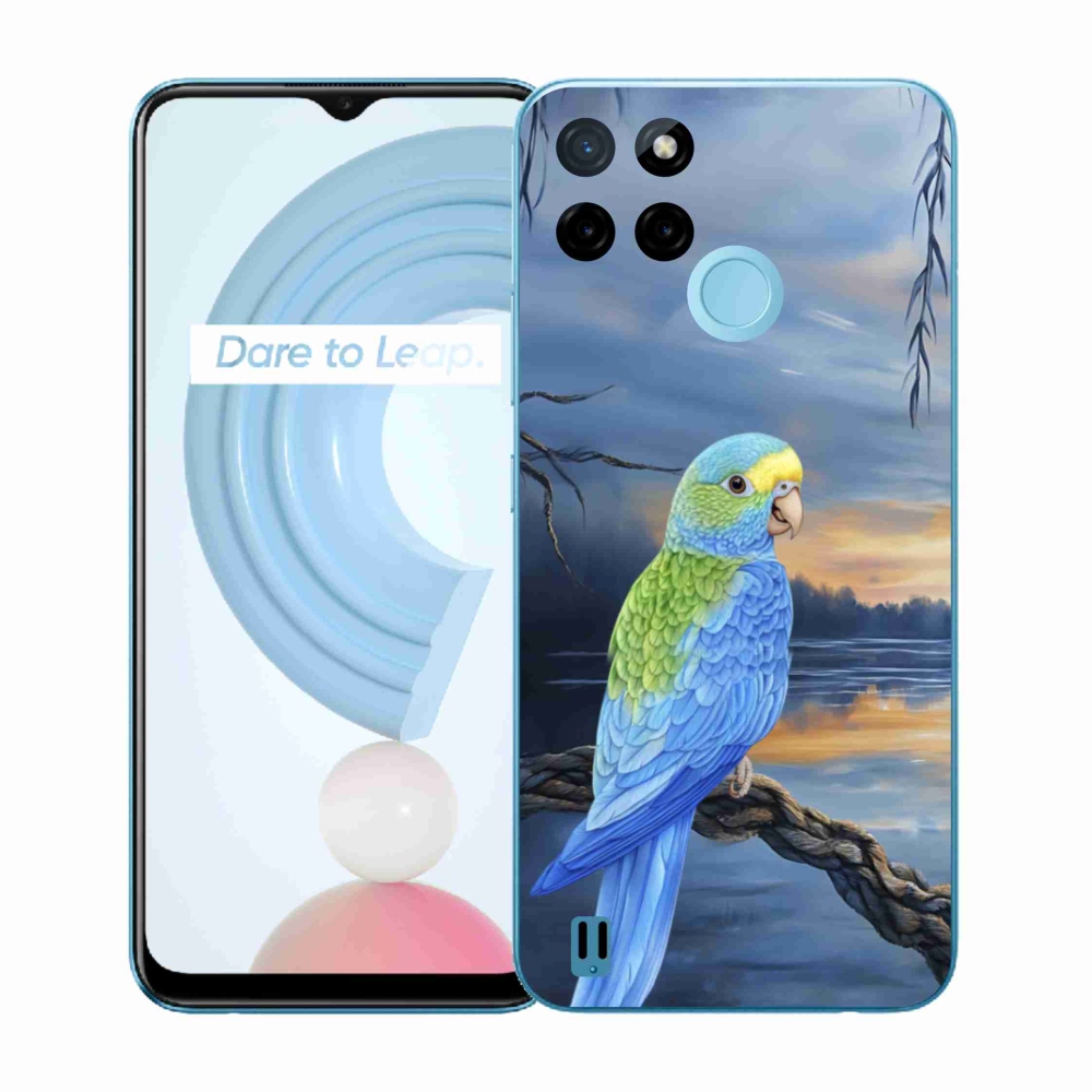 Gélový kryt mmCase na Realme C21Y/C25Y - modrý papagáj