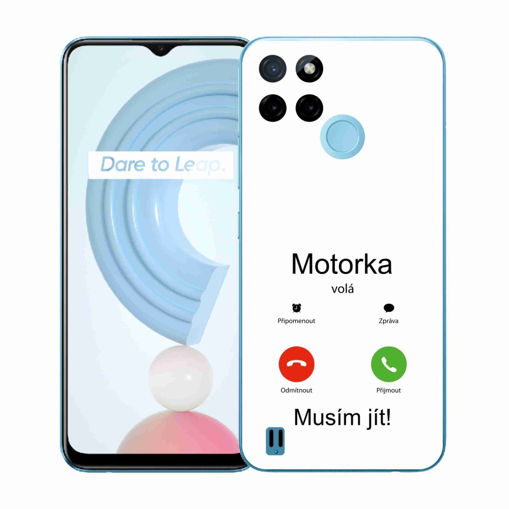 Gélový kryt mmCase na Realme C21Y/C25Y - motorka volá biele pozadie