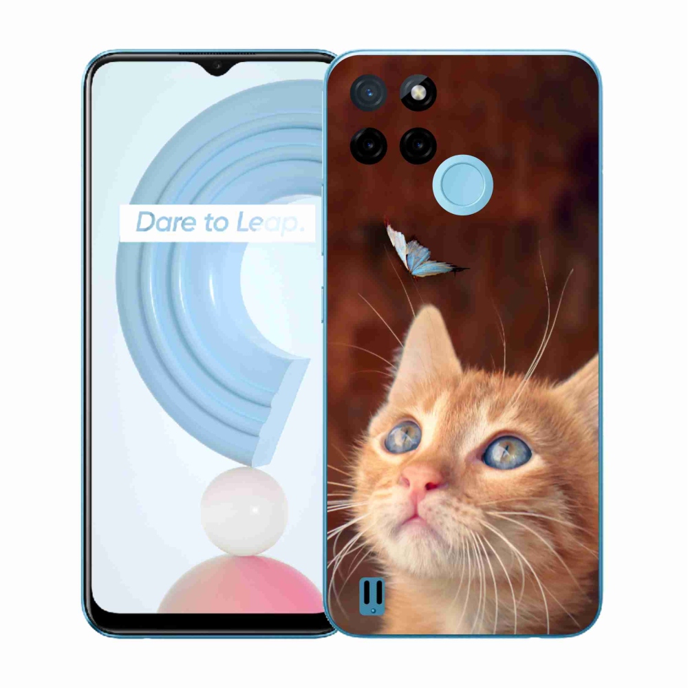 Gélový kryt mmCase na Realme C21Y/C25Y - motýľ a mačiatko