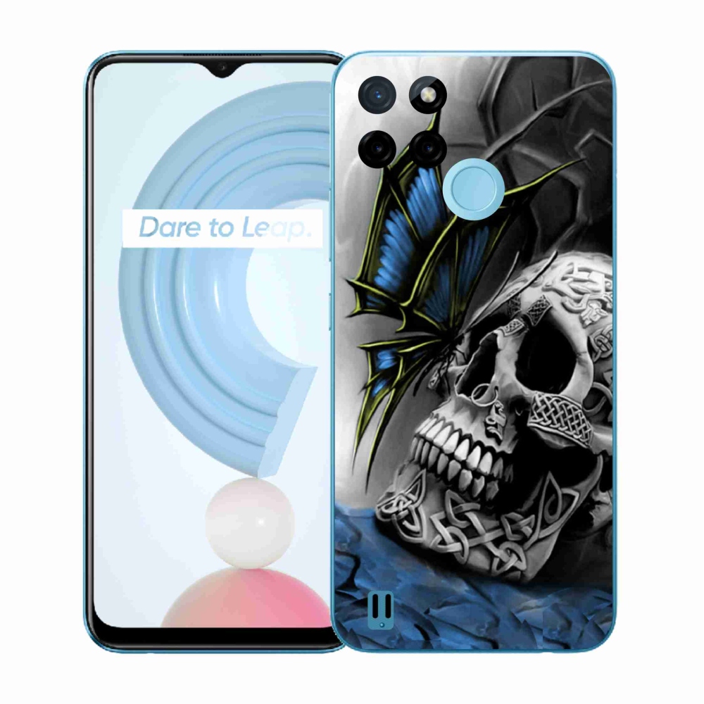Gélový kryt mmCase na Realme C21Y/C25Y - motýľ a lebka