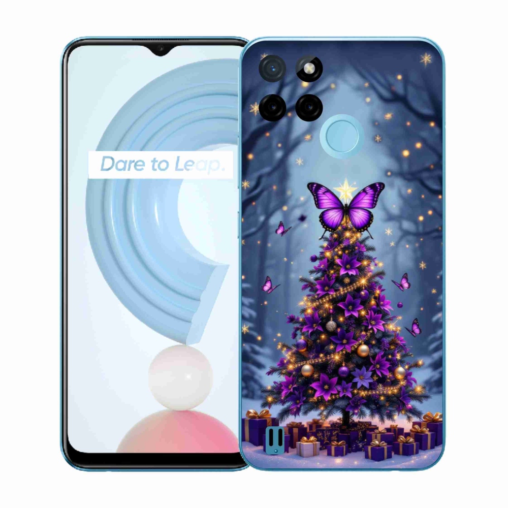 Gélový kryt mmCase na Realme C21Y/C25Y - motýlí vianočný stromček
