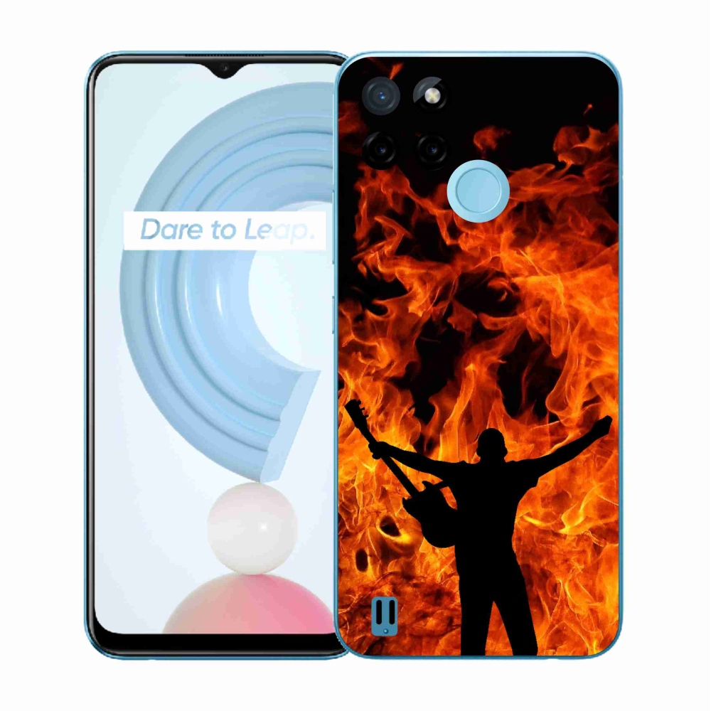 Gélový kryt mmCase na Realme C21Y/C25Y - muzikant a oheň