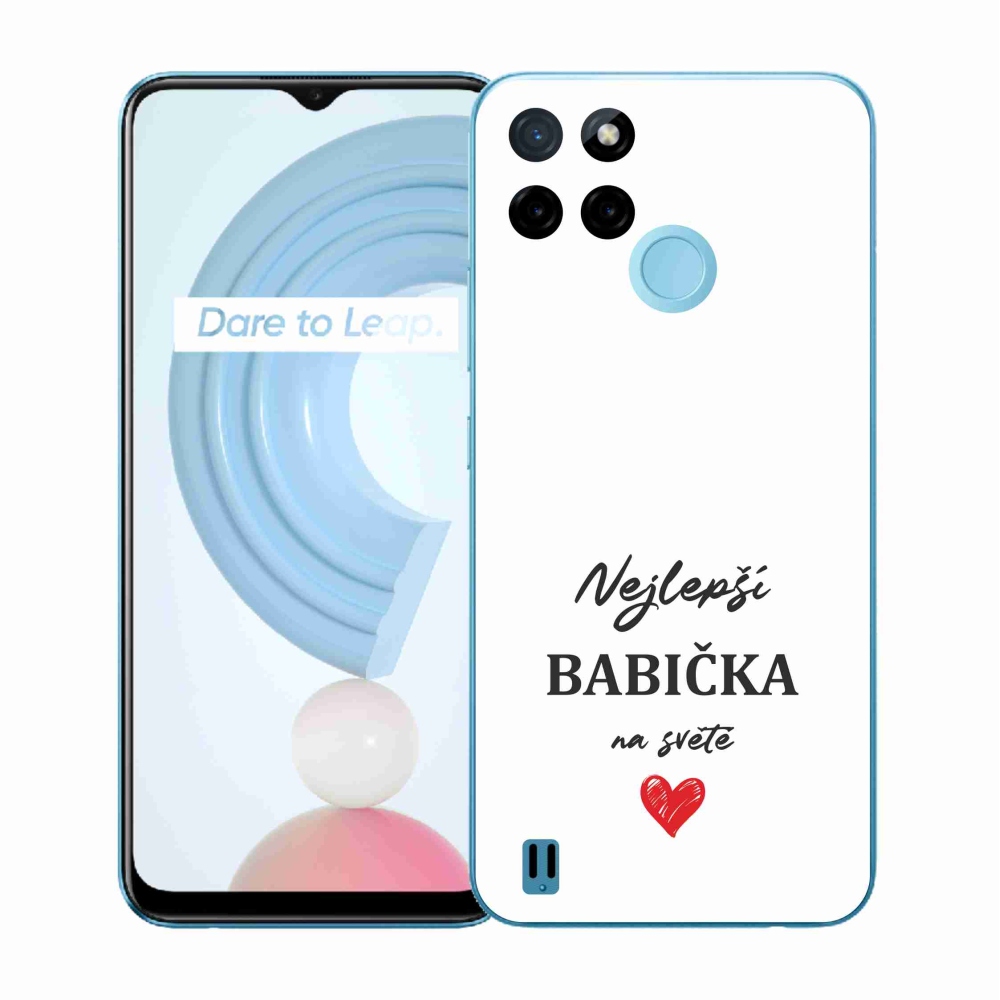 Gélový kryt mmCase na Realme C21Y/C25Y - najlepšia babička 1 biele pozadie