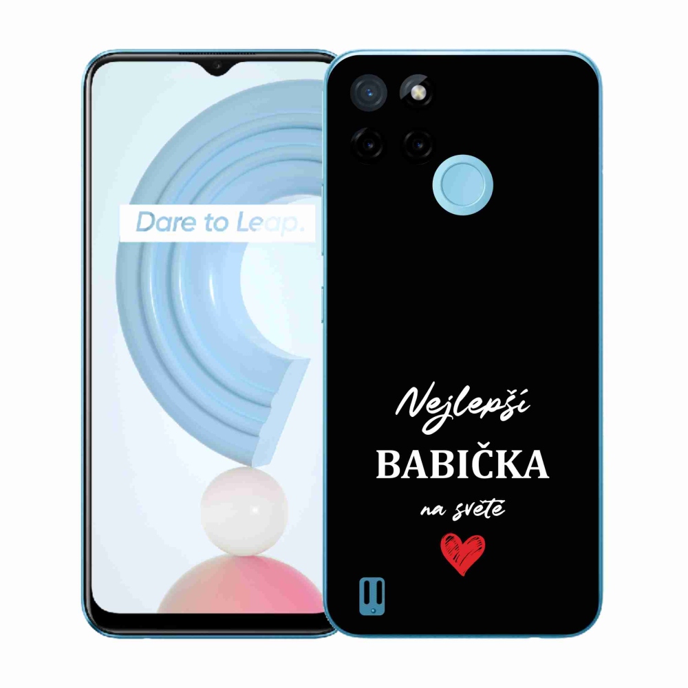 Gélový kryt mmCase na Realme C21Y/C25Y - najlepšia babička 1 čierne pozadie