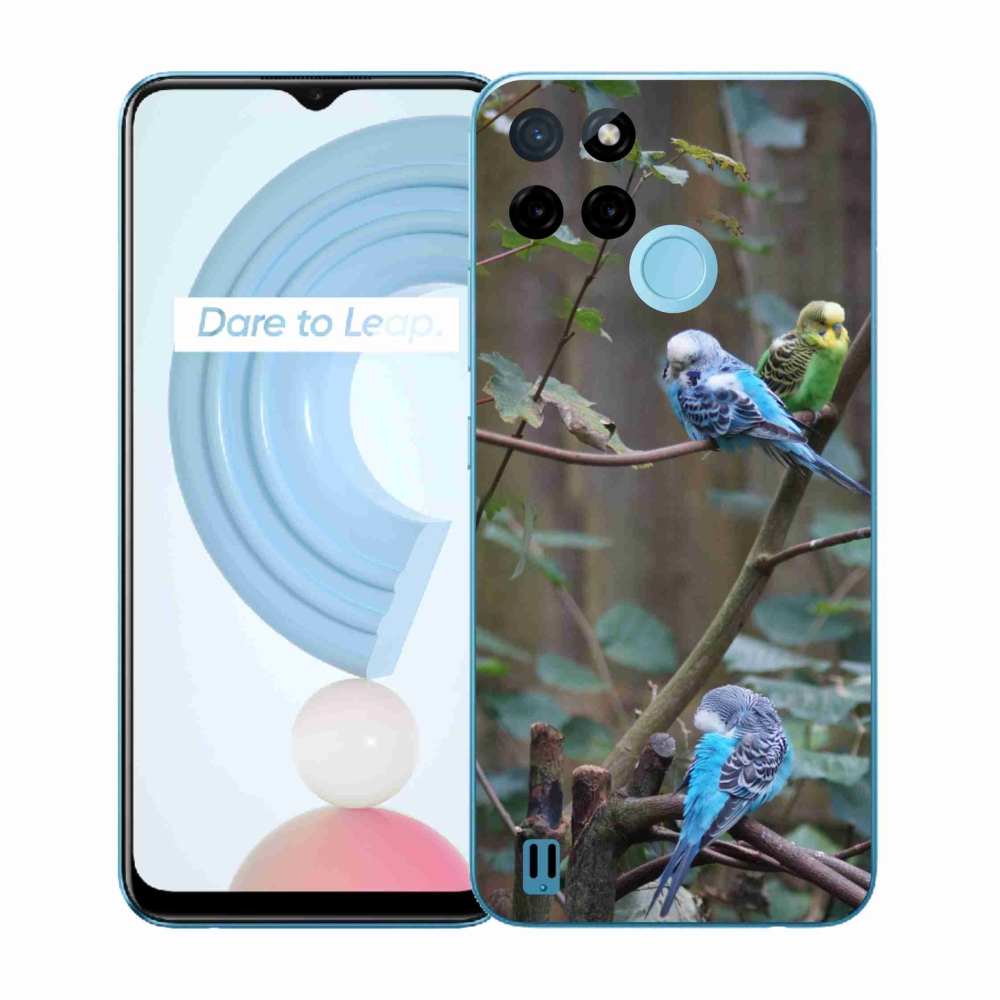 Gélový kryt mmCase na Realme C21Y/C25Y - papagáje na vetve