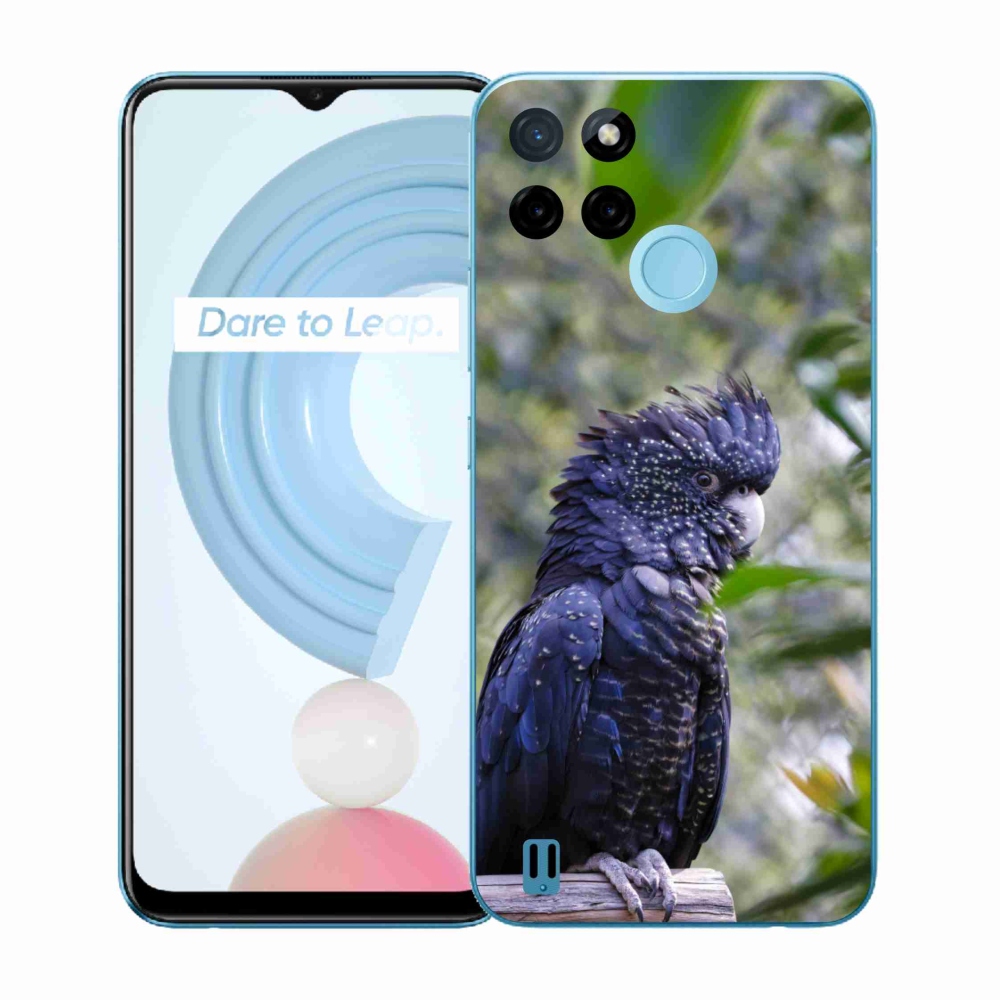 Gélový kryt mmCase na Realme C21Y/C25Y - papagáj kakadu čierny