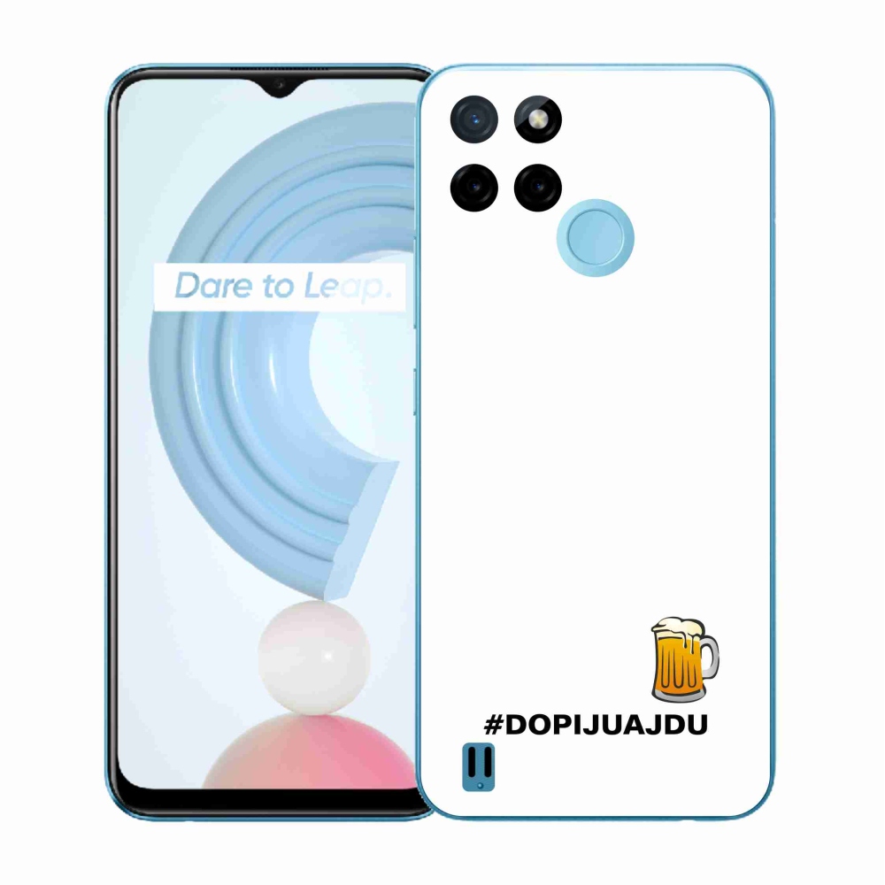Gélový kryt mmCase na Realme C21Y/C25Y - pivný motív 1 biele pozadie