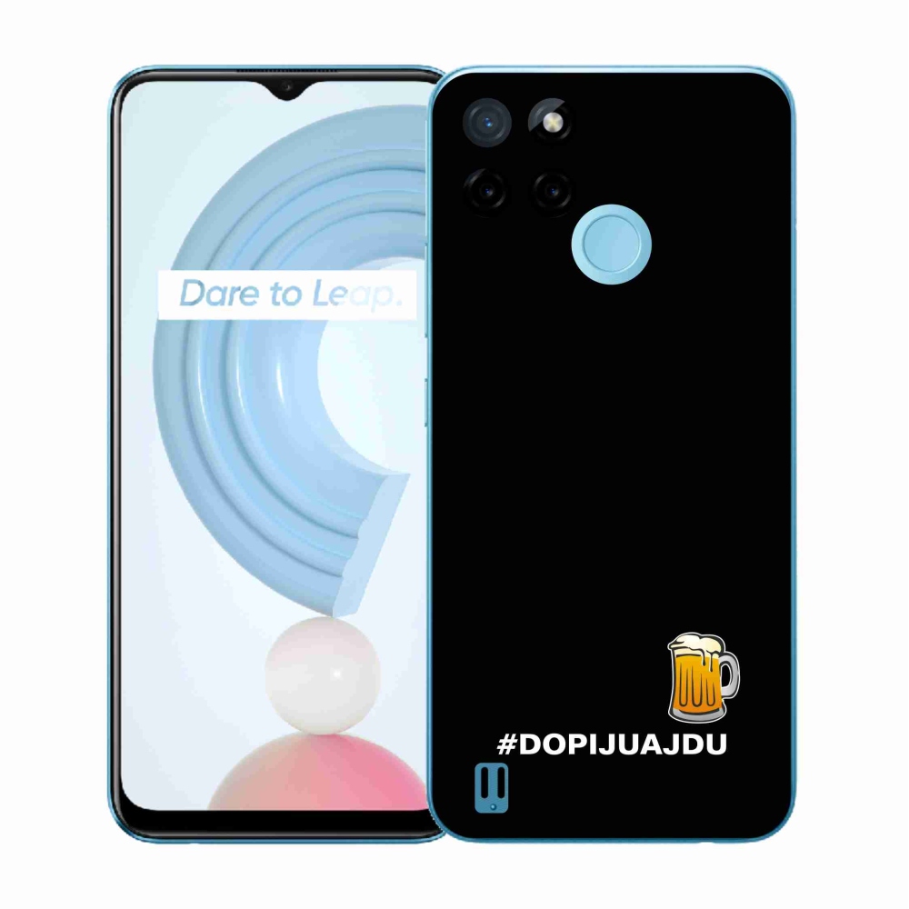 Gélový kryt mmCase na Realme C21Y/C25Y - pivný motív 1 čierne pozadie