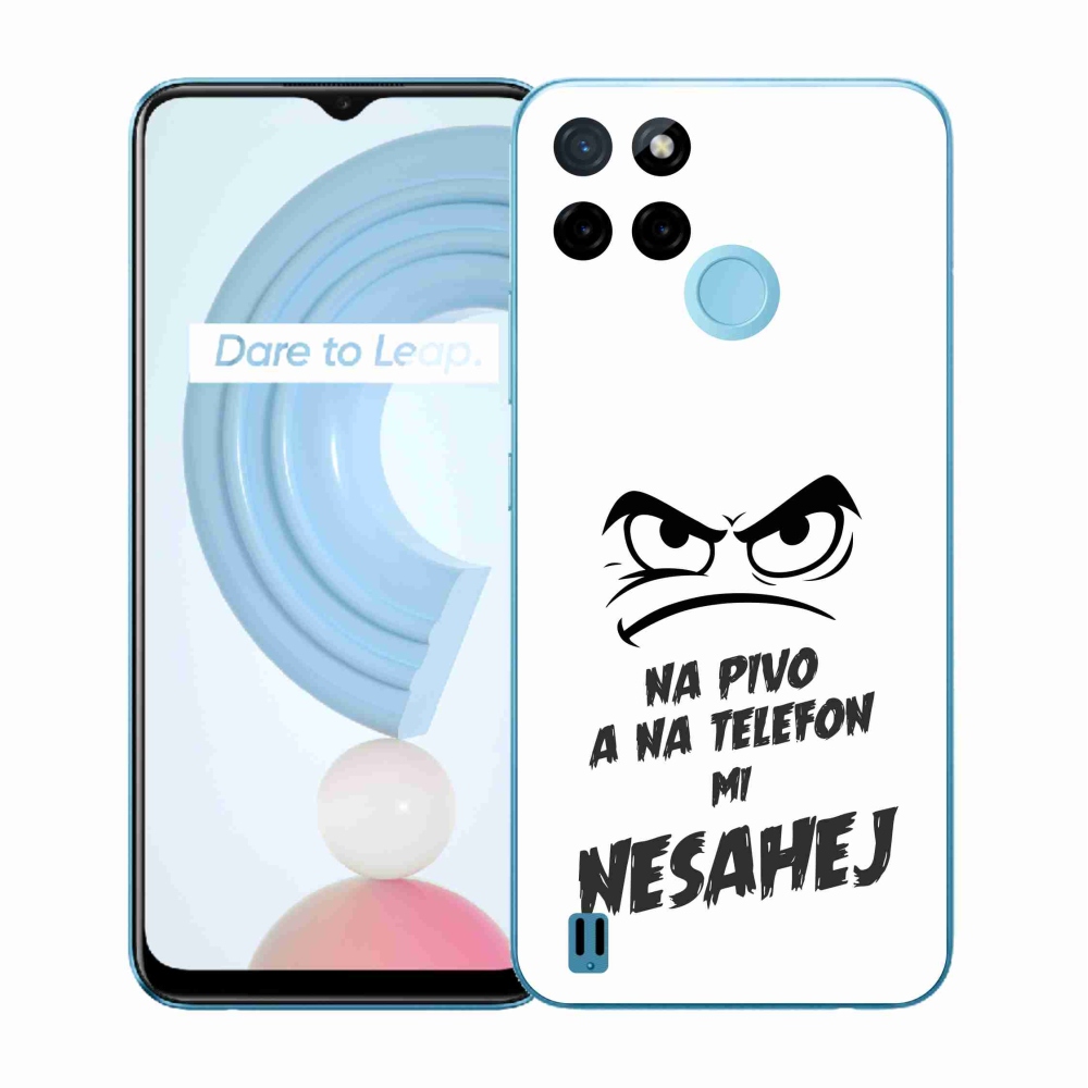 Gélový kryt mmCase na Realme C21Y/C25Y - pivný motív 2 biele pozadie