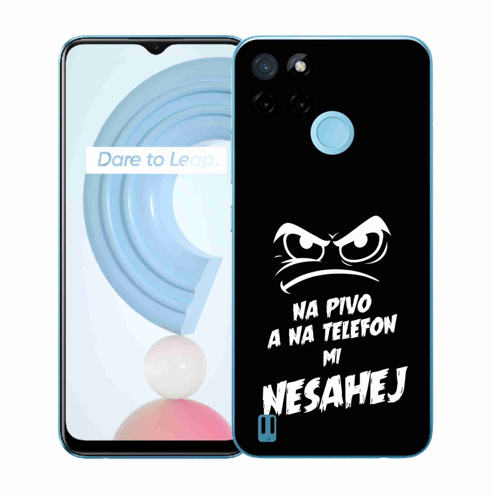 Gélový kryt mmCase na Realme C21Y/C25Y - pivný motív 2 čierne pozadie