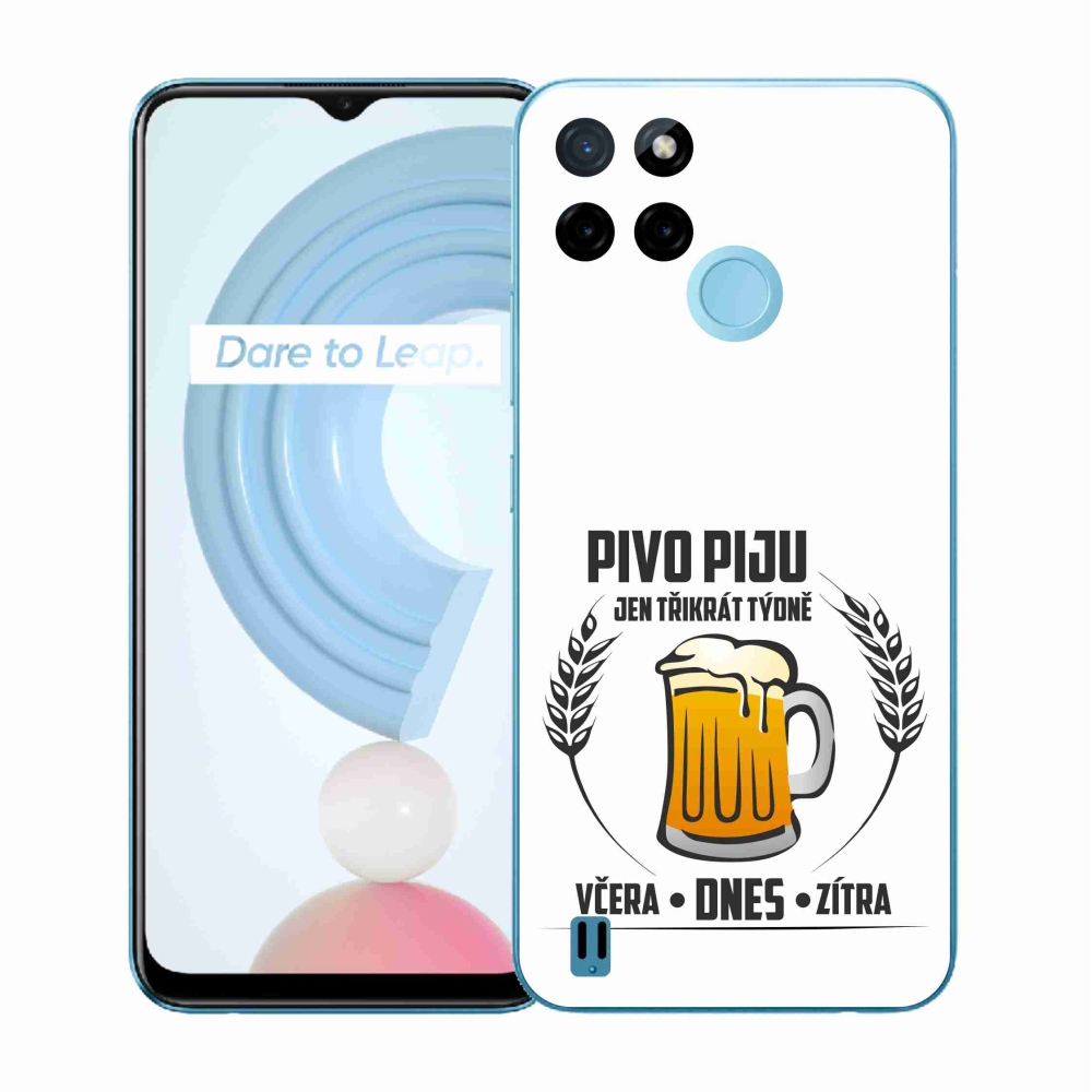 Gélový kryt mmCase na Realme C21Y/C25Y - pivný motív biele pozadie