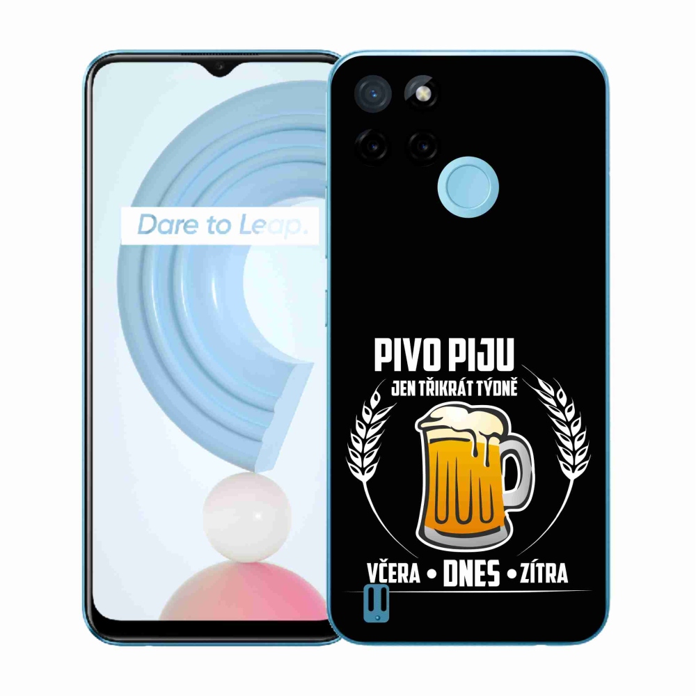 Gélový kryt mmCase na Realme C21Y/C25Y - pivný motív čierne pozadie