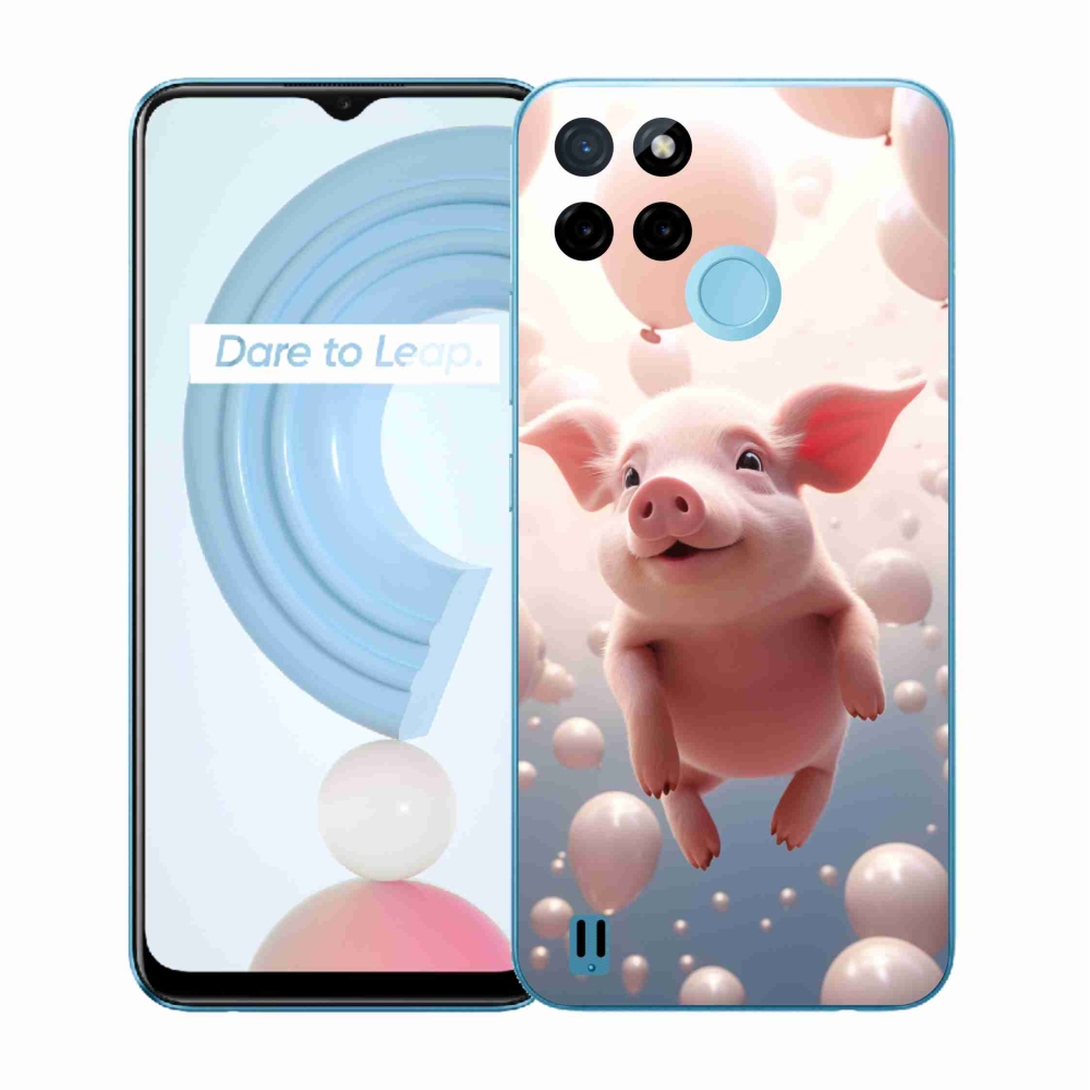 Gélový kryt mmCase na Realme C21Y/C25Y - prasiatko s balónikmi