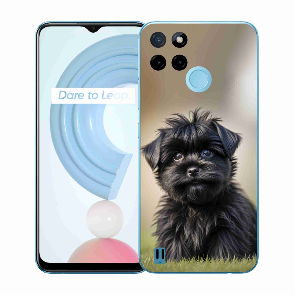 Gélový kryt mmCase na Realme C21Y/C25Y - roztomilý čierny psík
