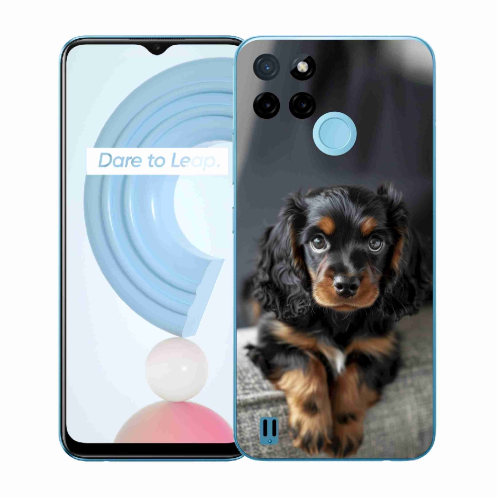 Gélový kryt mmCase na Realme C21Y/C25Y - roztomilý dlhosrstý jazvečík
