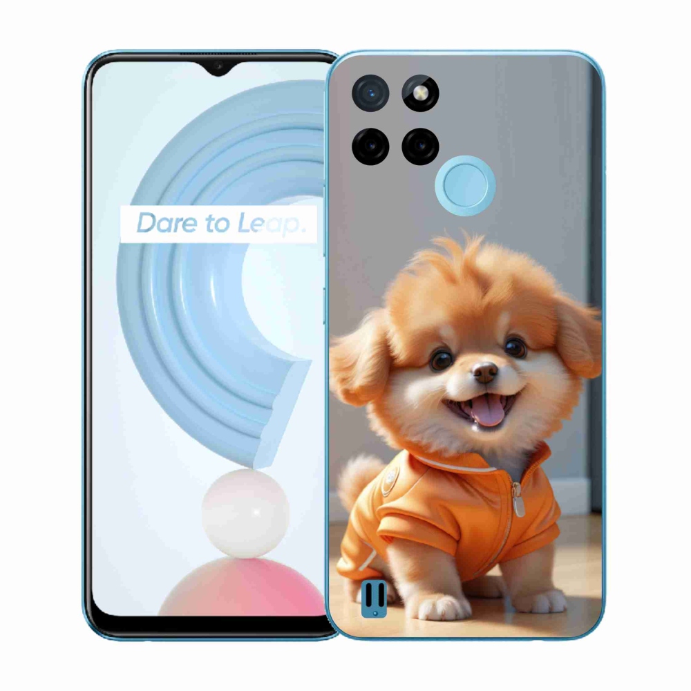 Gélový kryt mmCase na Realme C21Y/C25Y - roztomilý pomeranian v mikine
