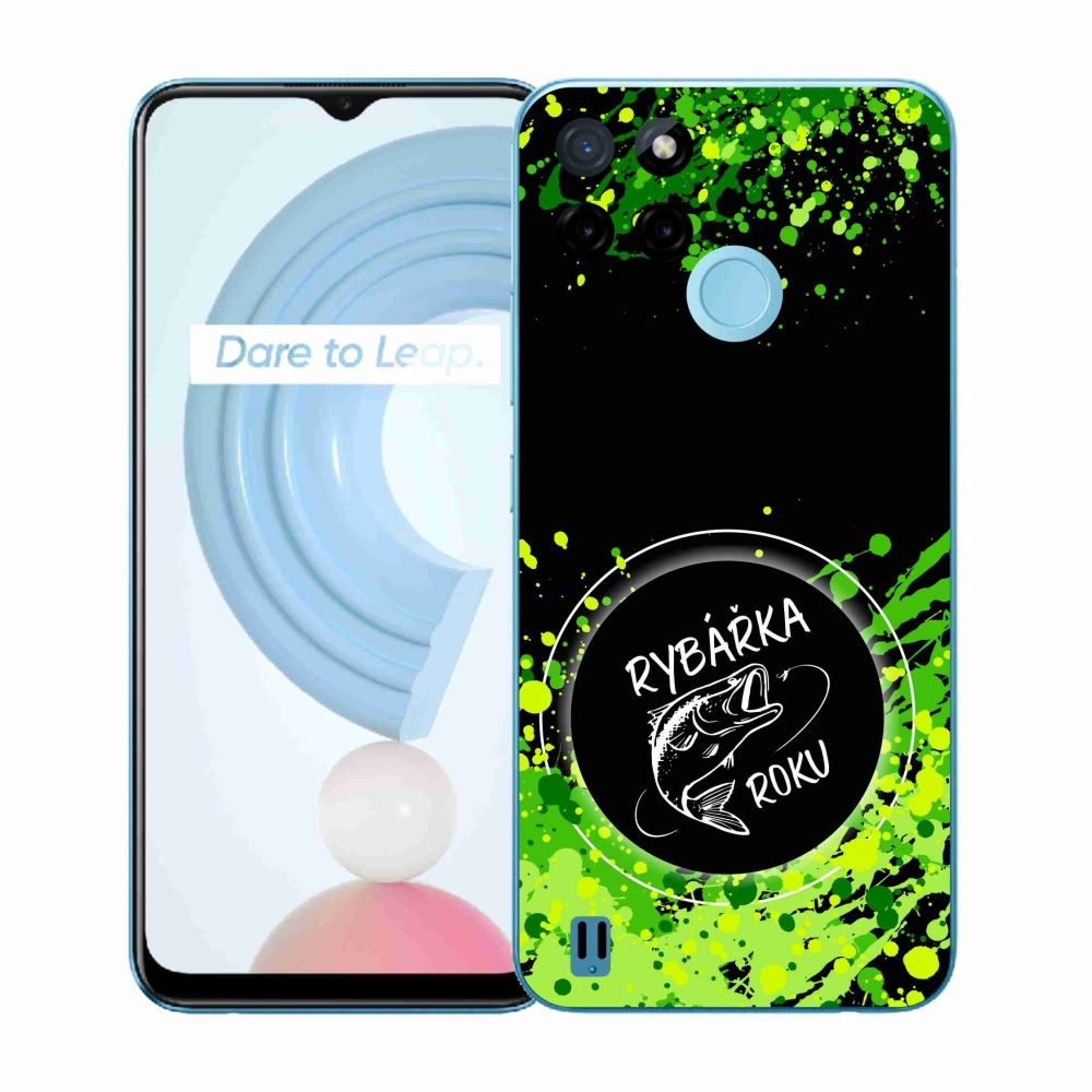 Gélový kryt mmCase na Realme C21Y/C25Y - rybárka roku čierne pozadie