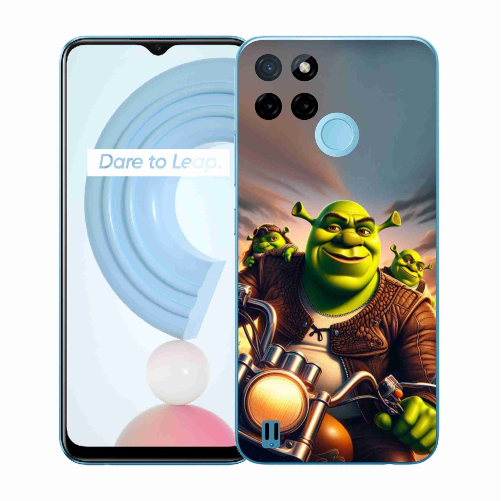 Gélový kryt mmCase na Realme C21Y/C25Y - shrek na motorke