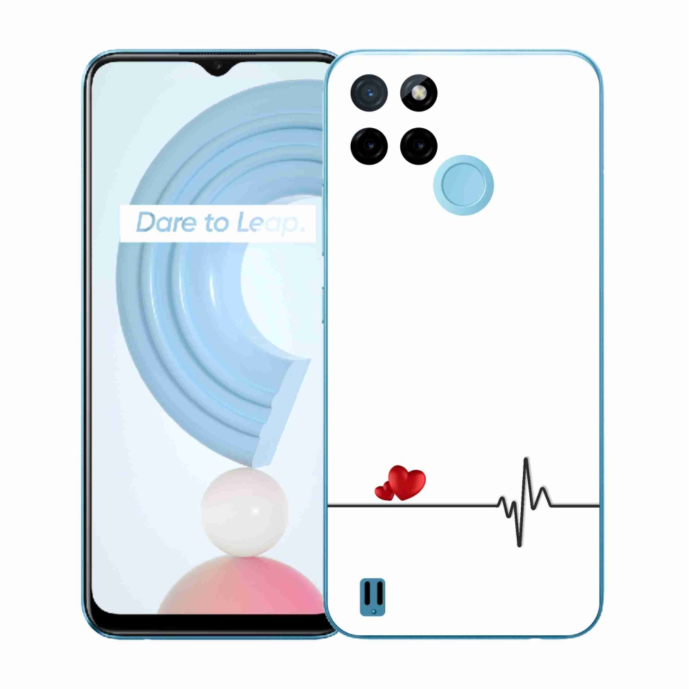Gélový kryt mmCase na Realme C21Y/C25Y - srdce a tep biele pozadie