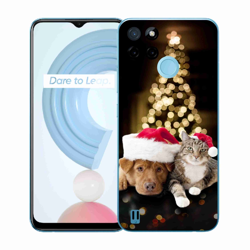 Gélový kryt mmCase na Realme C21Y/C25Y - vianočný pes a mačka