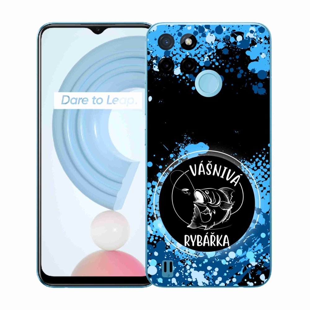 Gélový kryt mmCase na Realme C21Y/C25Y - vášnivá rybárka čierne pozadie
