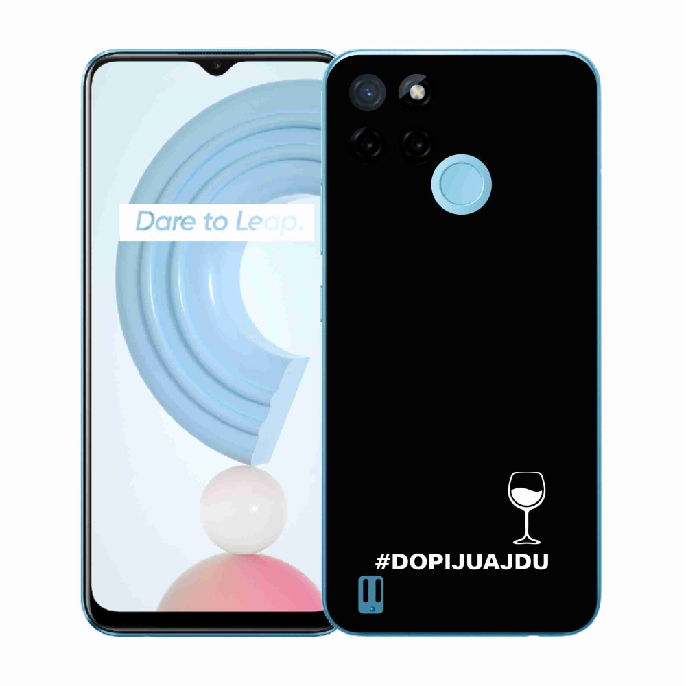 Gélový kryt mmCase na Realme C21Y/C25Y - vínny motív čierne pozadie