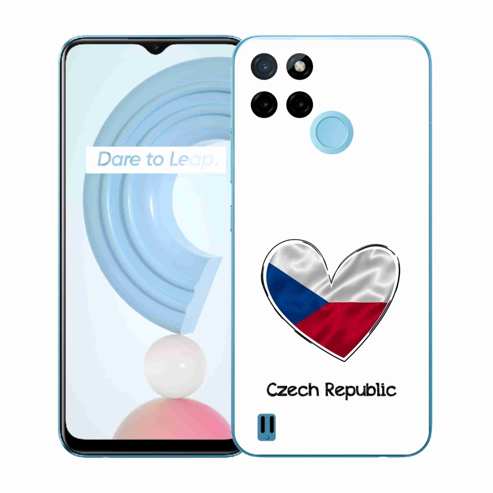 Gélový kryt mmCase na Realme C21Y/C25Y - vlajka srdca biele pozadie