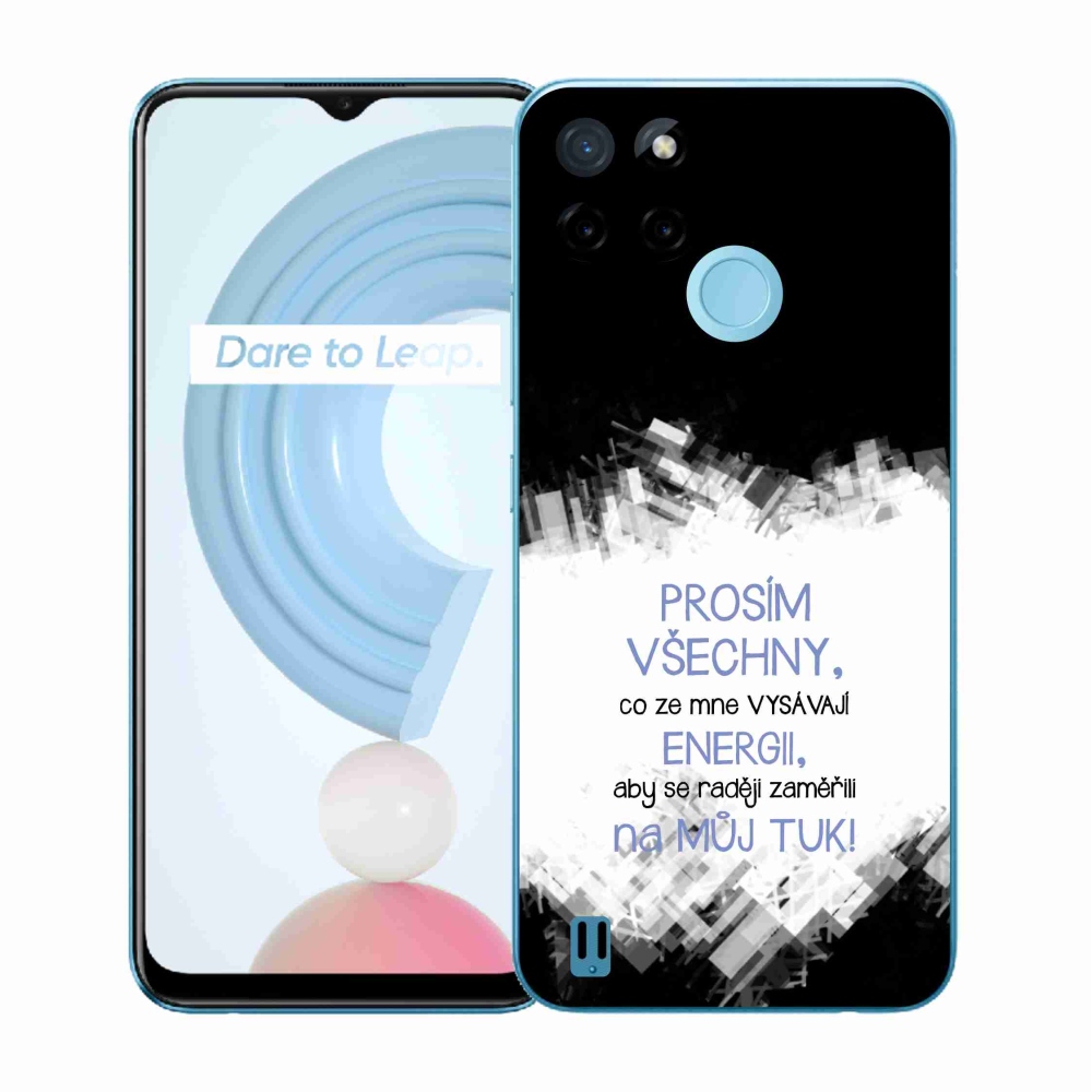 Gélový kryt mmCase na Realme C21Y/C25Y - vtipný text 1 modrý