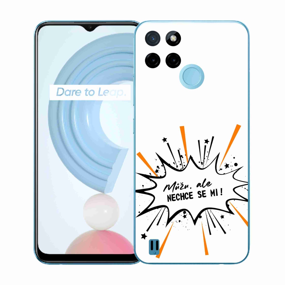 Gélový kryt mmCase na Realme C21Y/C25Y - vtipný text 11 biele pozadie